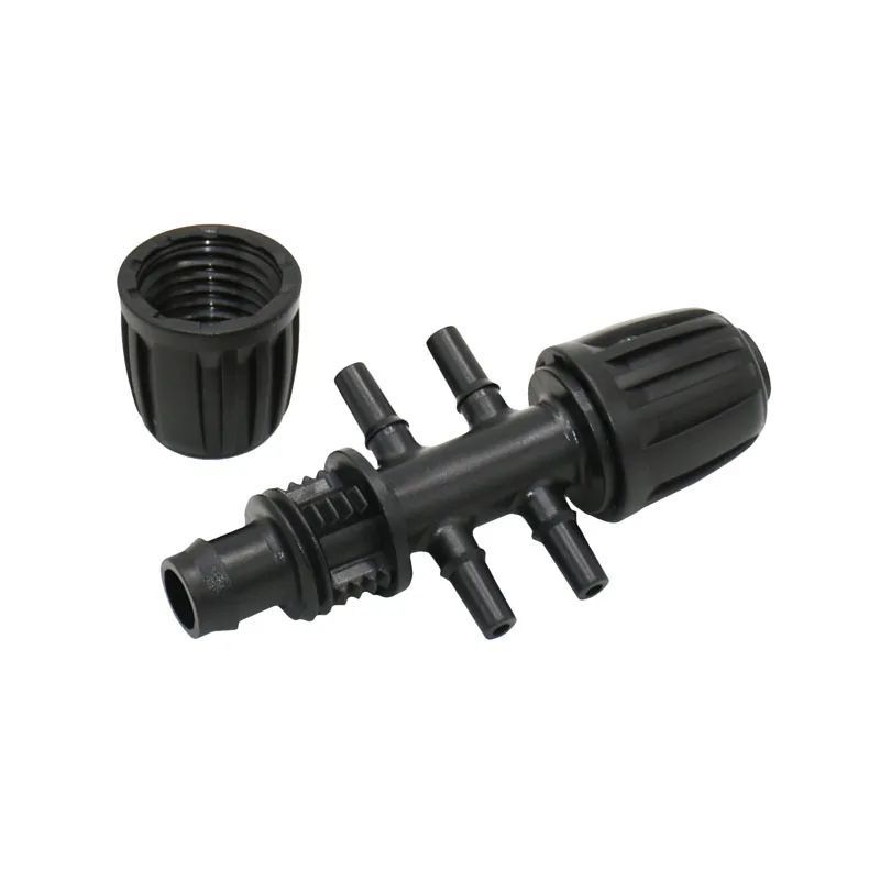

Drip Irrigation Connector 1/2" To 6mm 4-Way Water Splitter With lock Nut Reducing Irrigation Nozzle Connector 20Pcs