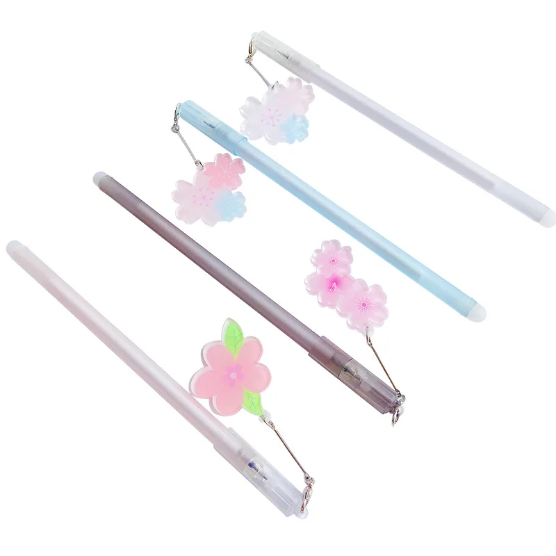 

36PCS Sakura Pink Girl Heart Quan Zhen Guan Gel Jelly Cute Black Gel Pen Network Stationery Kawaii School Supplies