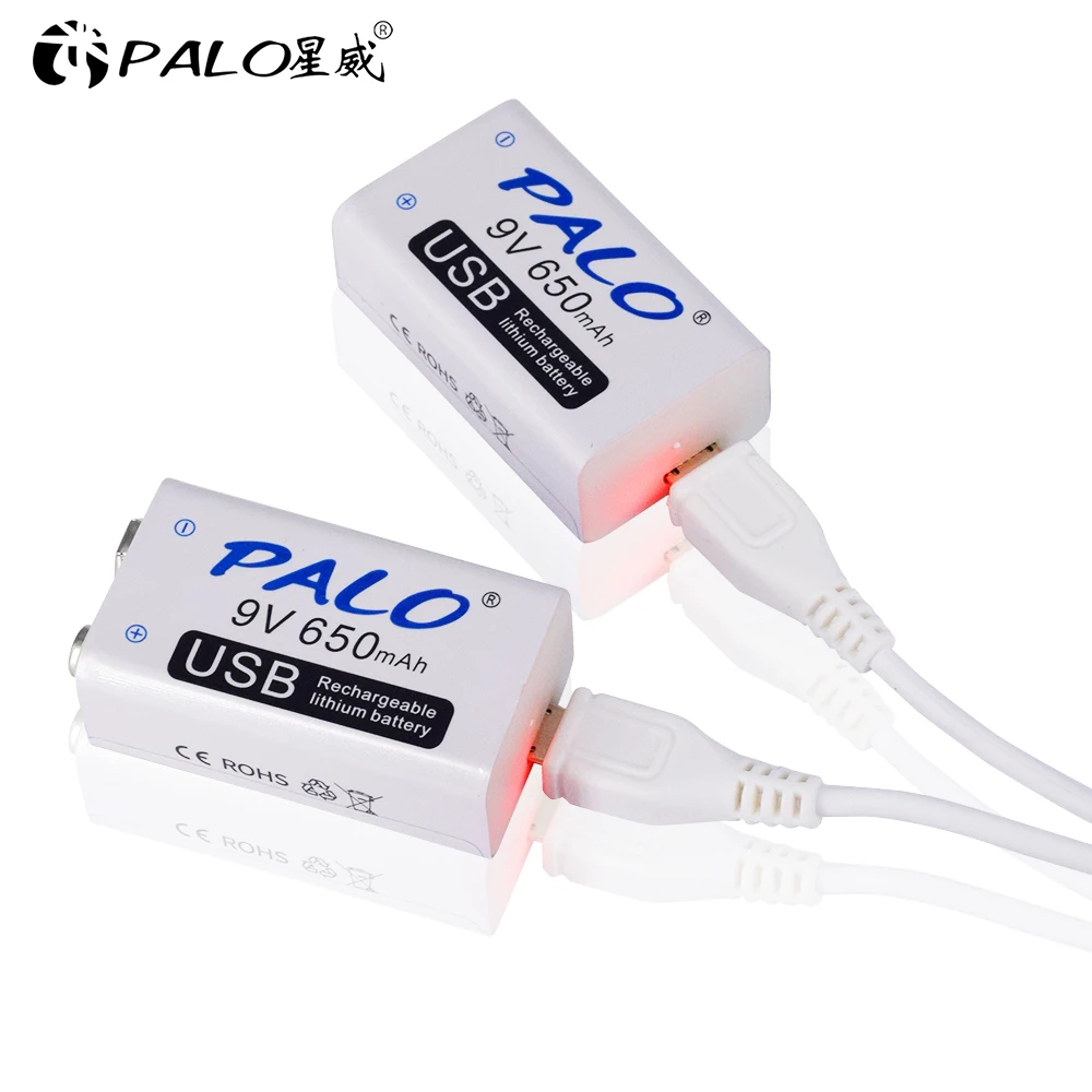 PALO USB 9V 6F22 литий Перезаряжаемые Батарея 650 мА/ч, 1,5 часа быстрой зарядки литий-ионная литий ионный аккумулятор li-ion батареи