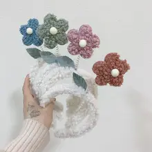 Diadema borrosa de lana de imitación para mujer dibujos animados 3D primavera aro de flores para el pelo accesorios de fotos 649D(China)