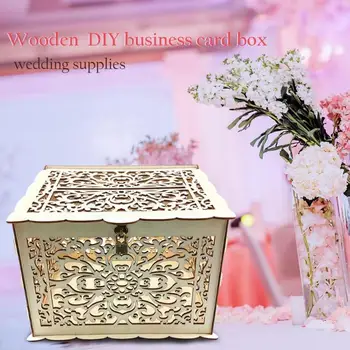 

DIY Wooden Wedding Cards Storage Box Invitation Letter Case Party Supply Signature Hearts Drop Box Rustic Sweet Guestbook Decor