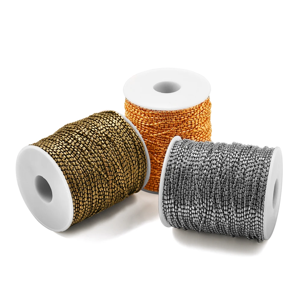 2M/lot 1,5mm Gold Groß Kupfer Zylindrischen Perle Kette Bambus Ketten Für DIY Halskette Armband Schmuck Machen liefert – Detail 8