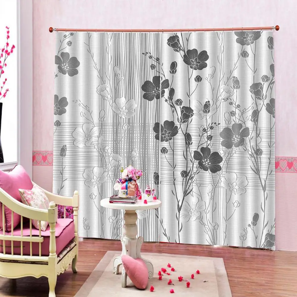 

Plain curtains grey 3D Curtains Living Room Bedroom Drapes Cortinas Customized size morden curtain