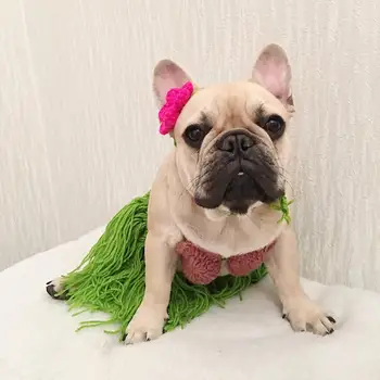 

Funny Pet Bikini Grass Skirt Cosplay Costume Photo Prop for Dogs French Bulldog Corgi