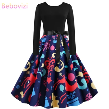 

Bebovizi New Winter Christmas Women 2019 Dresses Black Bandage Long Sleeve Autumn Dress Plus Size Vintage Elegant Party Vestidos