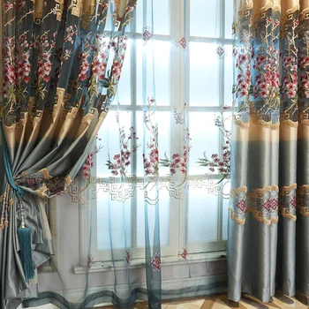 

Chinese Style Curtains for Living Dining Room Bedroom High-end Atmosphere EmbroideryHollow Curtain Finished ProductCustomization