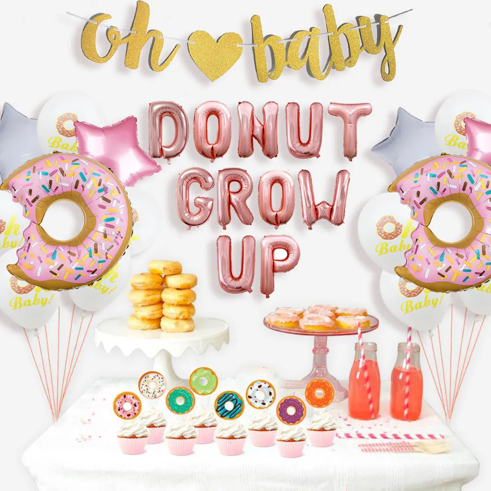 Happy Birthday Donut Grown Up Balloons Boy Girl Baby Shower Oh
