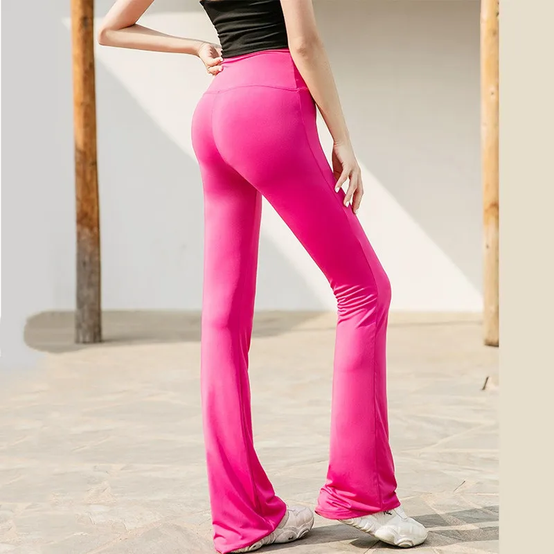 Women Elastic High Waist Flared Pants 