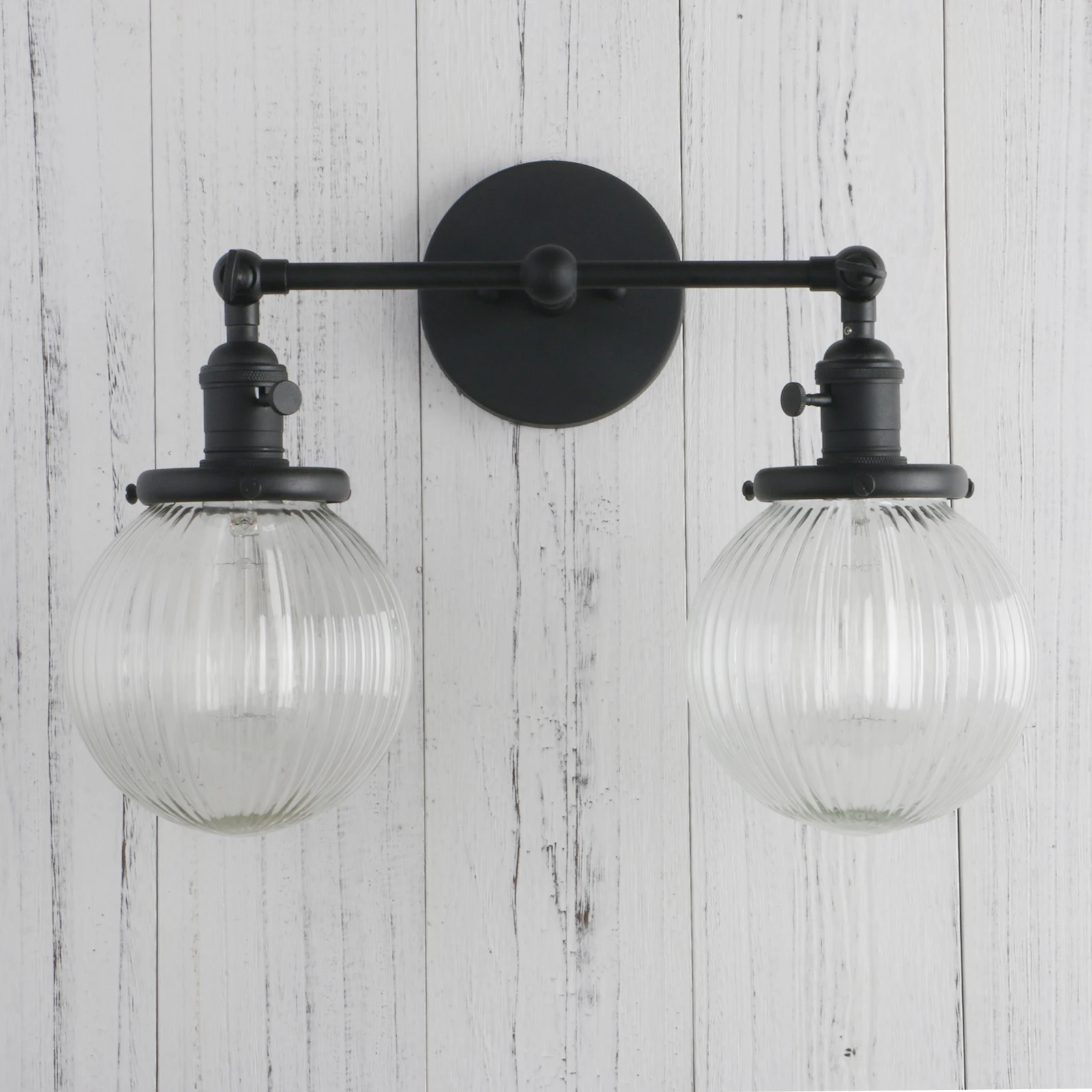 the range wall lights Permo Vintage  with Globe Glass Shade 2 Lights Wall Sconces Double Head Wall Lights with Switch Retro Style Rustic Wall Lamps wall lamps