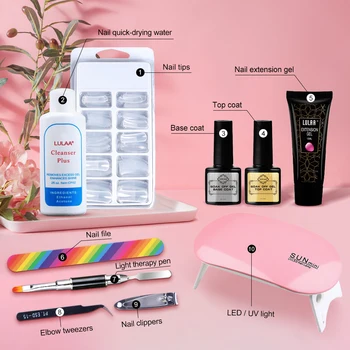 

Nail Extension Gel Set 15ml Crystal Quick Nature Extend Nail UV Lamp Top Coat Base Coat Phototherapy Nail Extension Gel Set