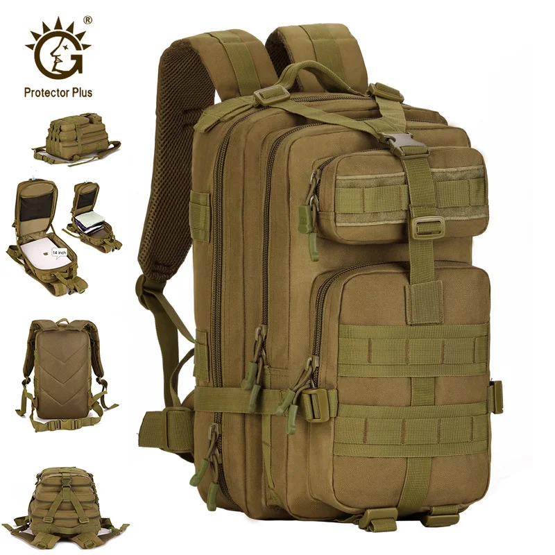 Протектор Плюс 30L военный тактический рюкзак, Водонепроницаемый MOLLE армейская сумка, рюкзак для путешествий, регулировка камуфляж Пеший Туризм Сумка