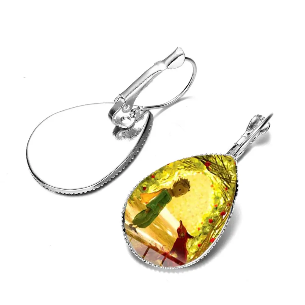 Style 1 SONGDA Brand Cute Little Prince Earrings Le Petit Prince Fairy Tale Cartoon Collection Glass Photo Cabochon Water Drop Earrings - Окраска металла: Style 1