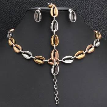 

Fashion Stainless Steel Vintage Jewelry Gold Silver Color Plated Chain Necklace Bracelet Earrings Sets For Women SGIKBCED