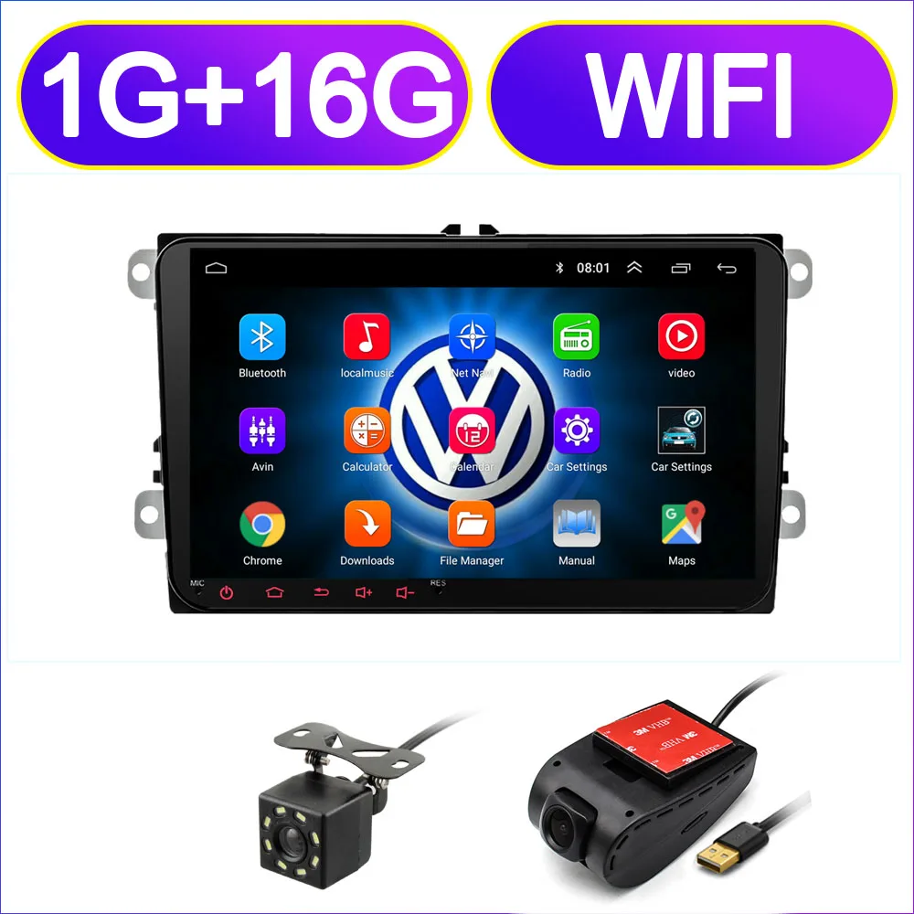 add camera DVR " Android 8,1 автомобиль радио gps навигации для Volkswagen Skoda Octavia Golf 5 6 touran passat B6 Polo Tiguan Yeti Rapid мультимедиа - Цвет: add camera DVR