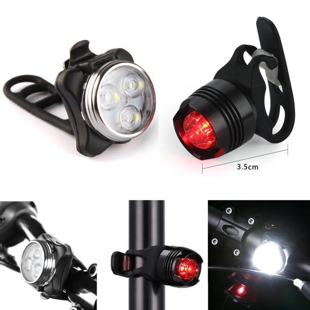 Велосипедный фонарь, набор, передний светильник, задний светильник, водонепроницаемый, USB, перезаряжаемый, светодиодный, для велосипеда, безопасность, предупреждение, ночное Велосипедное снаряжение# LR3