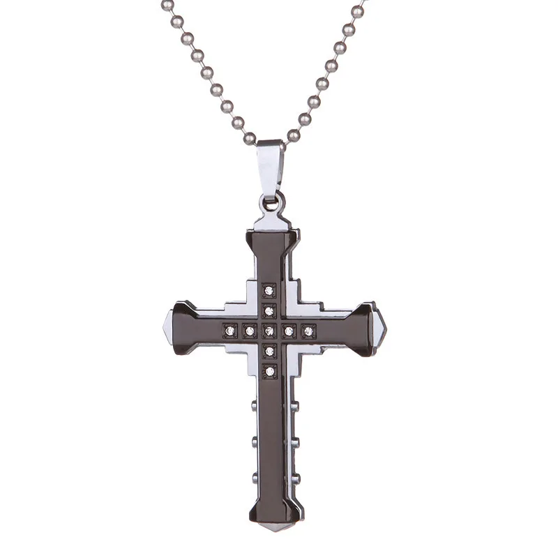 2021 Fashion New Black Rectangle Pendant Necklace Men Trendy Simple Stainless Steel Chain Men Necklace Jewelry Gift