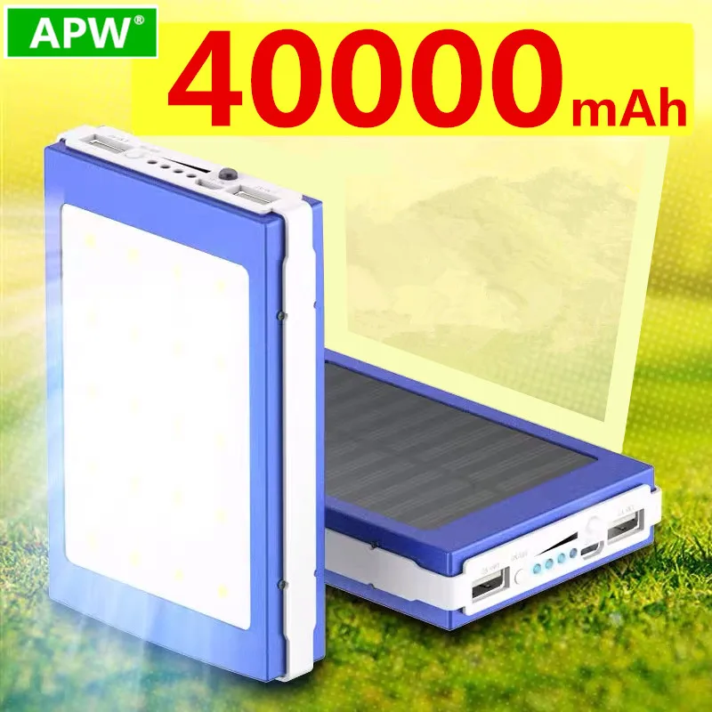 Портативное зарядное устройство 40000 мАч солнечная панель двойной USB аккумулятор