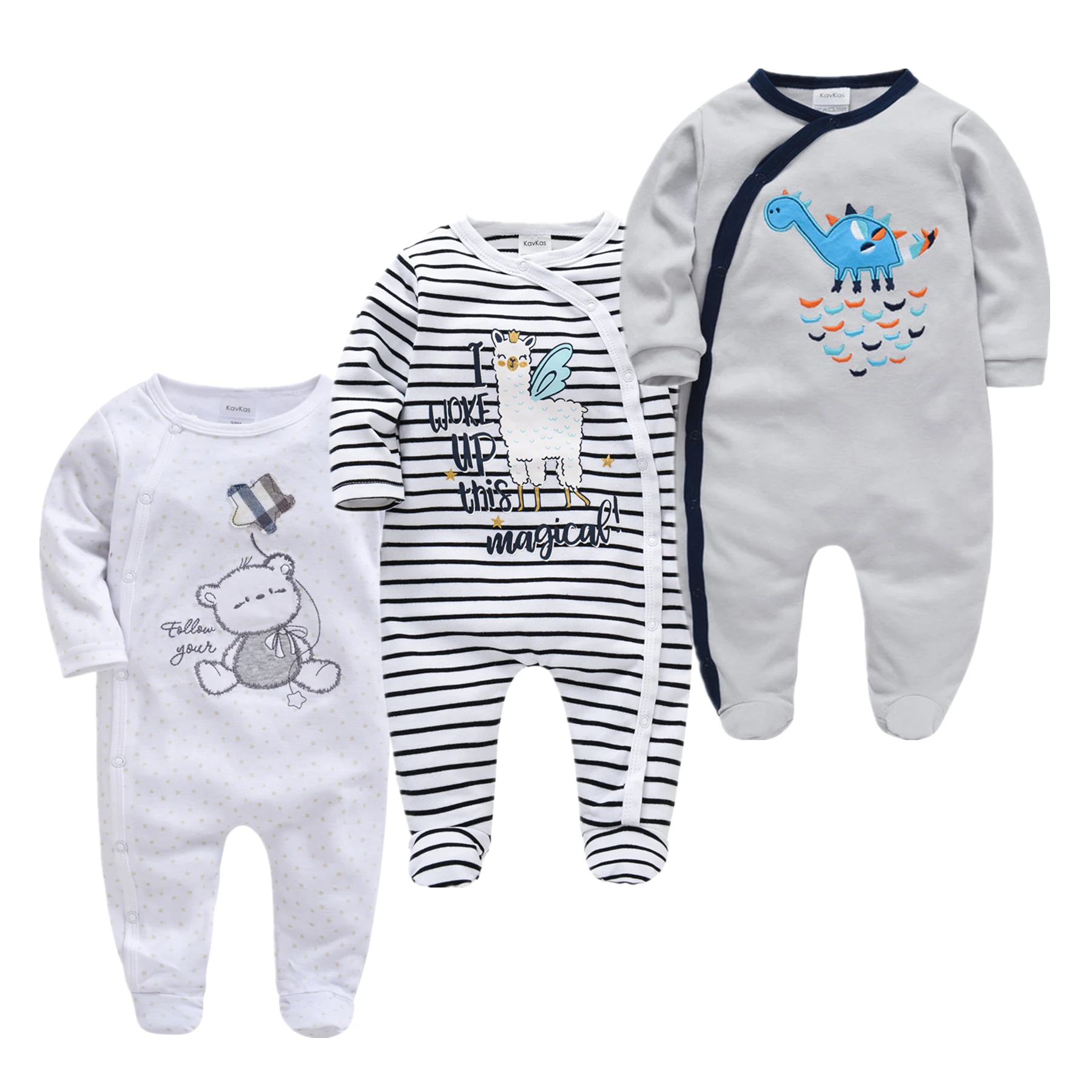 Roupa Bebe De Baby Jumpsuit Newborn 3PCS Cotton Infant Boys Pajamas Spring Cartoon Sleepwear Long Sleeve Girl Pyjamas Home Wear baby sleepwear
