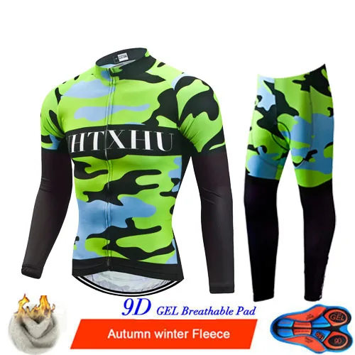 Uhtxhu зимняя велосипедная одежда велосипедные наборы для мужчин термальная флисовая велосипедная форма Джерси Набор шоссейные велосипедные майки костюм для езды на горном велосипеде - Цвет: Cycling Set