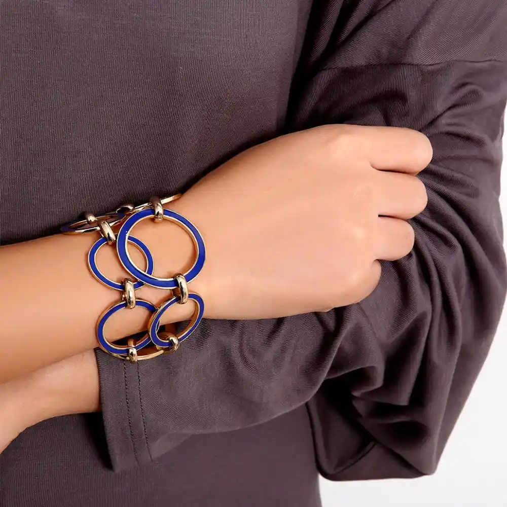 lacteo vintage big round circle chain bangle brace