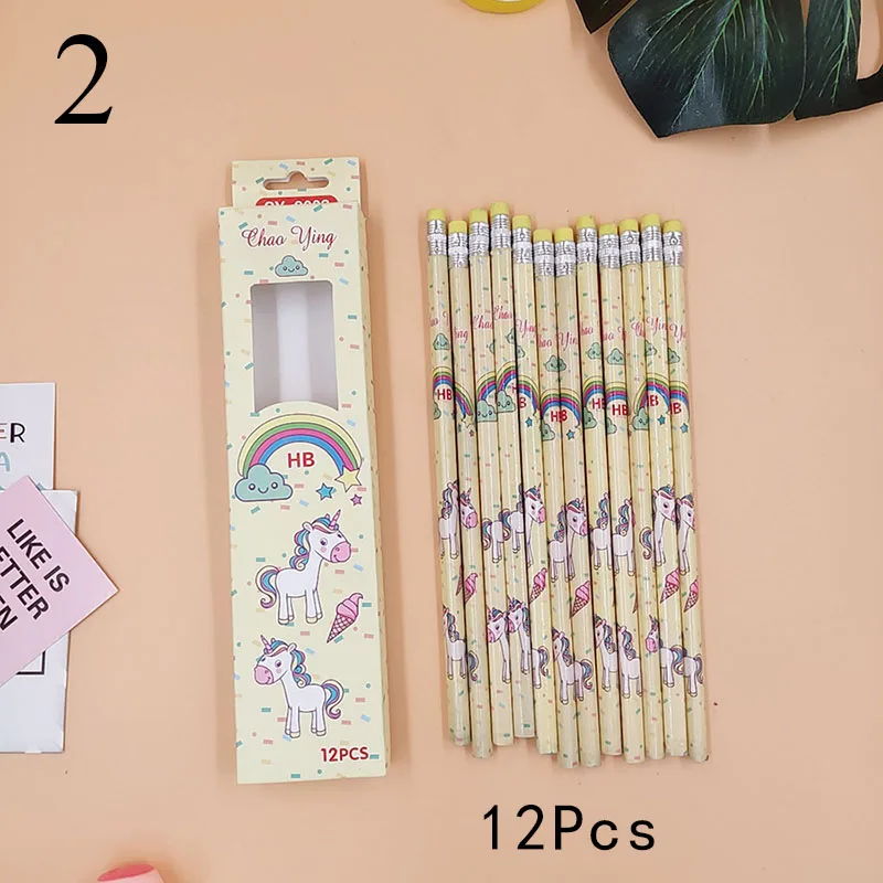 12 шт. милые конфеты HB карандаши Kawaii Единорог деревянный студенческий карандаш для детей подарок школьные принадлежности карандаш канцелярские принадлежности - Цвет: 2