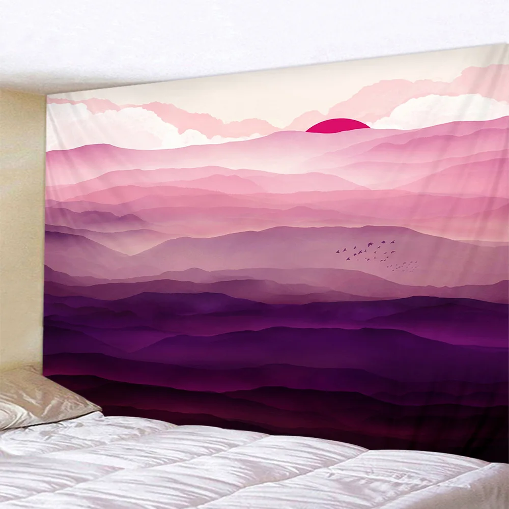 Nordic Psychedelic Tapestry landscape Tapestry Macrame Wall Hanging Abstract Hippie Boho Wall Carpet Cloth Home Decorations