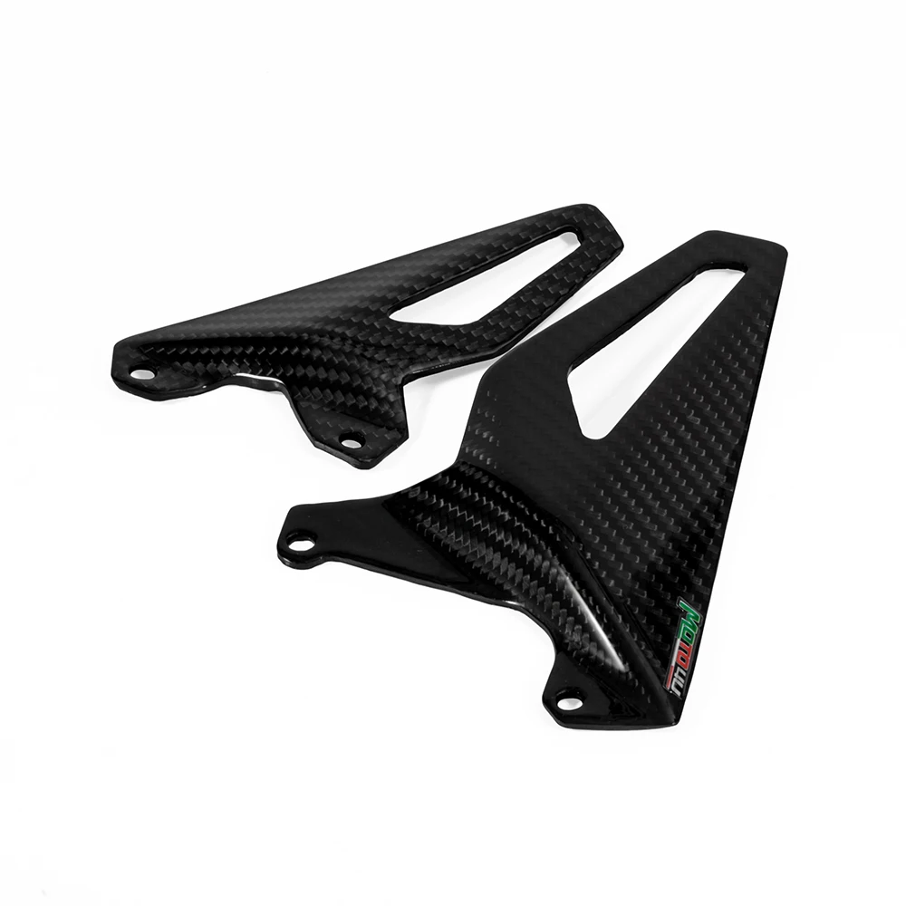 For Ducati Panigale V4 Gloss/Matt Carbon Fiber Motorcycle Heel Guard Rearset Plate Foot Peg Protector