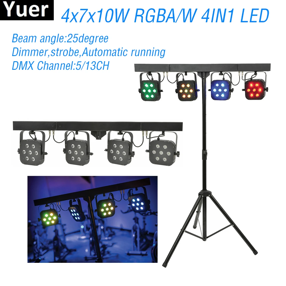 

New 7x10W RGBA/W 4IN1 LED 4 Par Light Kit High Power Mini Laser Stage DJ Disco Light DMX512 Party Club Wedding Par Light Kit