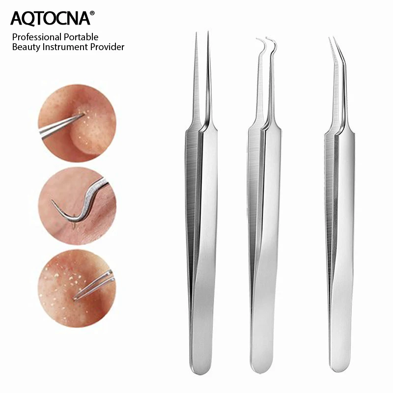 AQTOCNA 3 unids/set Blackhead Comedone acné Clip grano herramienta removedor de la espinilla pinzas para herramienta para cuidado de la piel Facial limpiador de poros