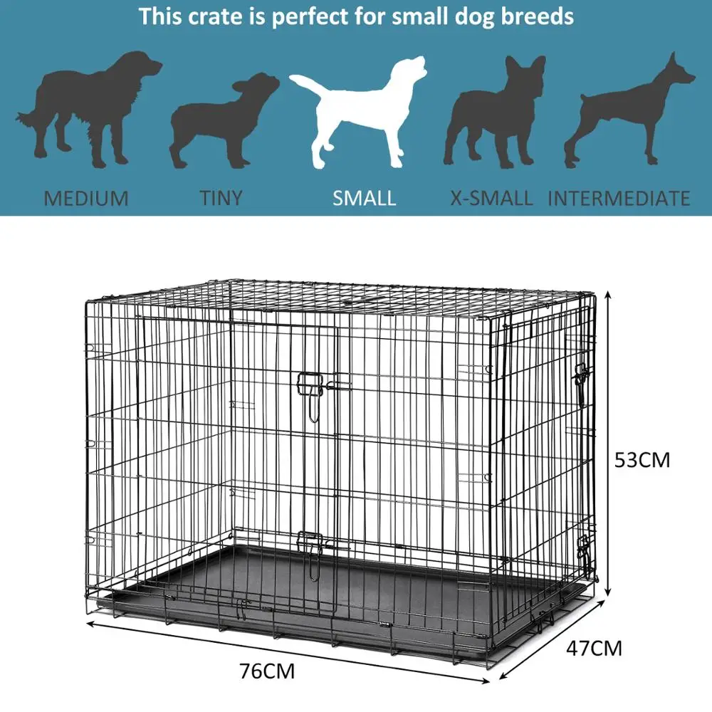 30-inch Metal Dog Playpen with Double Doors Folding Dog Kennel Cage Wire Mesh Pet Cage Crate for Puppy Cats Rabbits Small Dogs