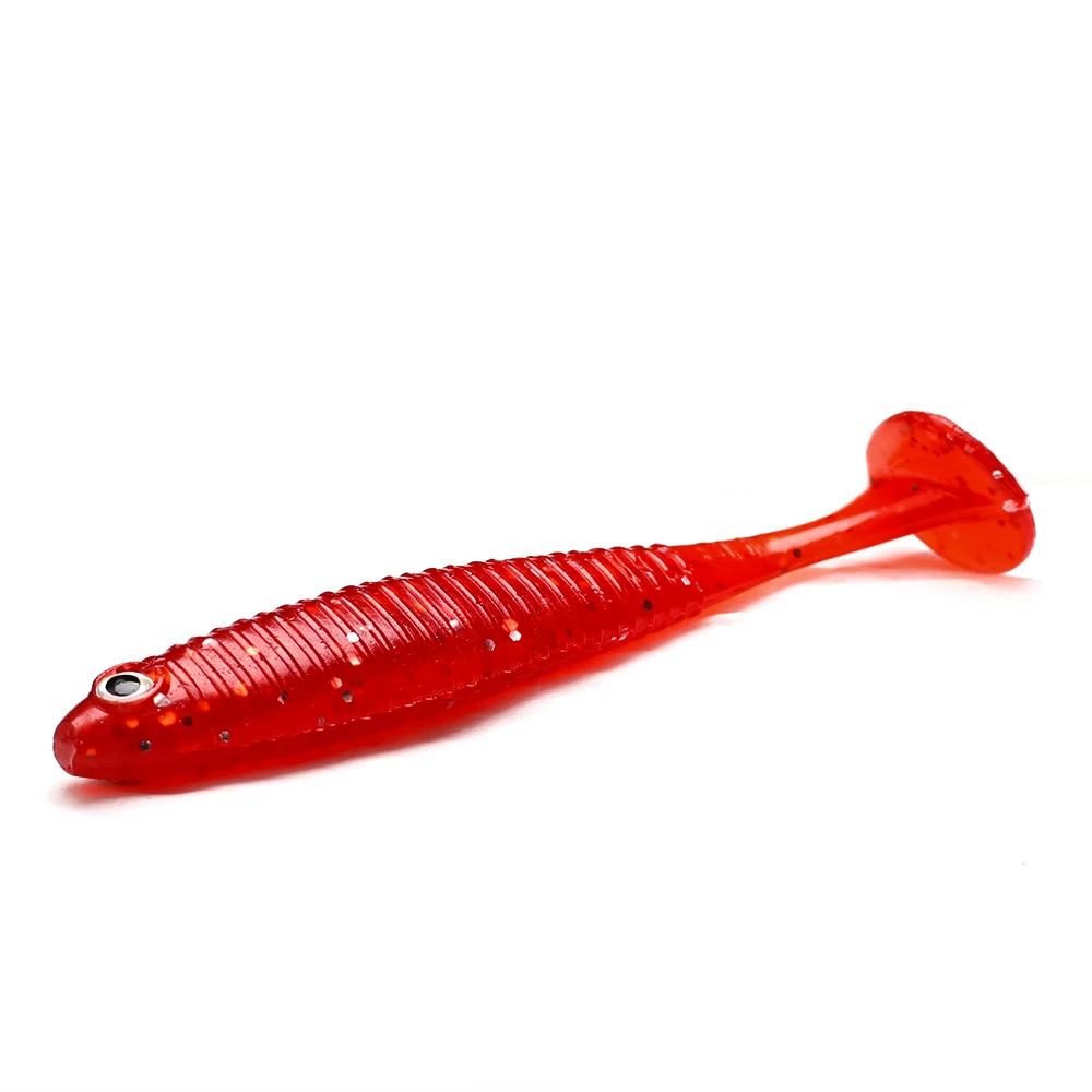 8pcs/lot soft bait T Tail worm Wobblers Fishing Lure 80mm 3.9g silicone Artificially seasoned bait