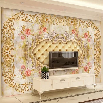 

European Style Marble Wallpaper 3D Flowers Soft Roll Murals Living Room TV Sofa Bedroom Luxury Home Decor Papel De Parede Sala