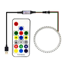 

WS2812b PixeI Ring 8/16/24/35/45Leds Individually Addressable RGB PixeI And 17Key USB Controller Kit Black/White PCB DC5V
