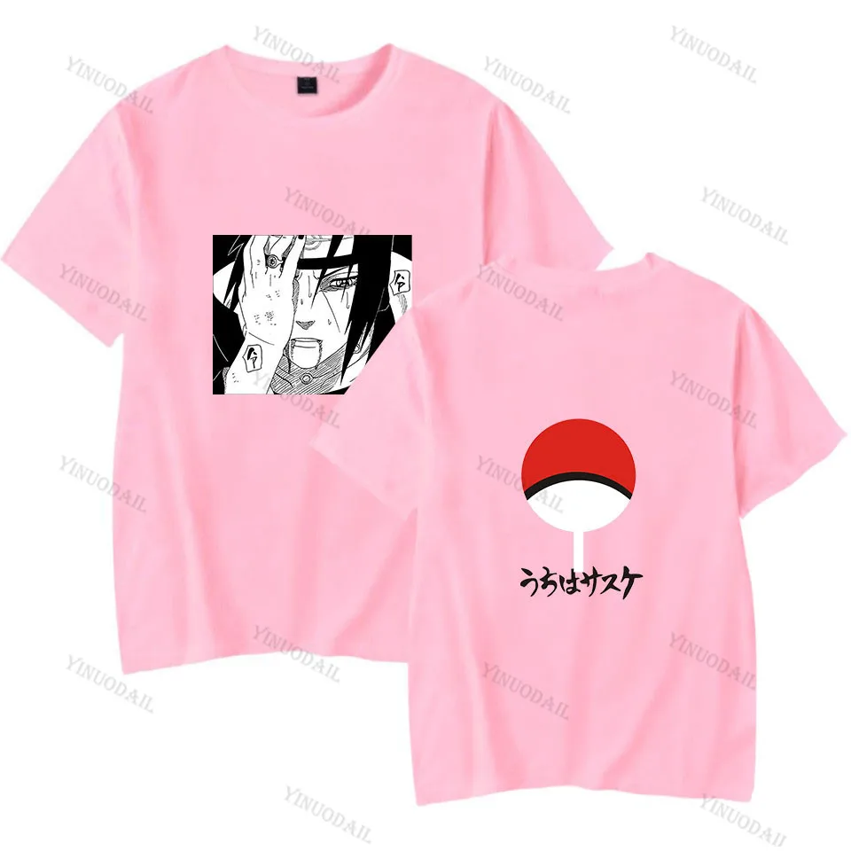 

2020 Japan Anime Naruto Uchiha Sasuke Itachi T Shirt Harajuku Streetwear Style Mens Clothes Black Pink T Shirts