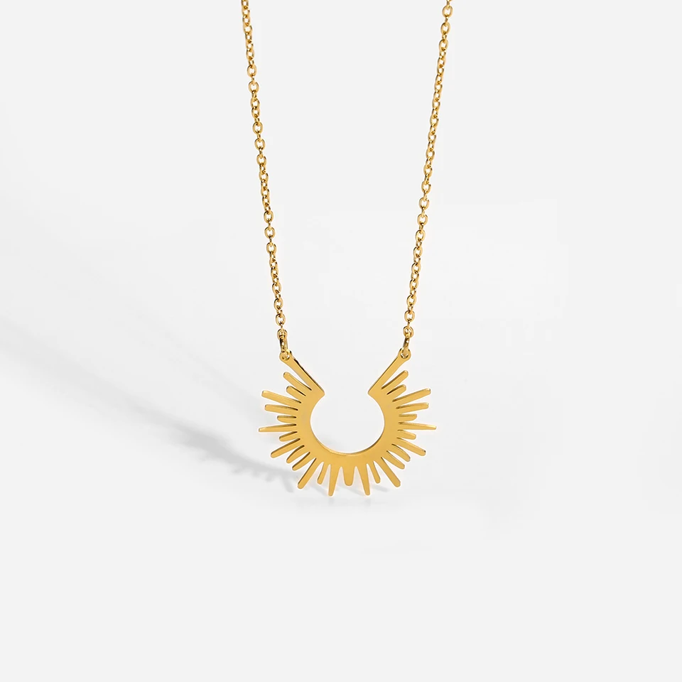 HMOOY Collana Sole, Collana Oro Placcato 14K Con Ciondolo Sun Collana Sole Oro/Argento Regolabile Gioielli Minimalista Per Donna Ragazze (Argento