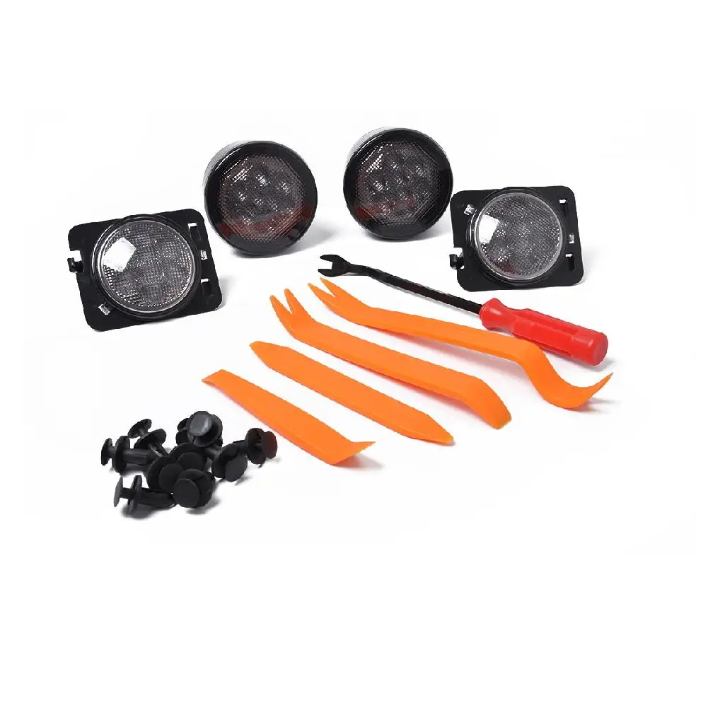

Yiwa Amber LED Turn Signal Lights Smoke Lens + Mudguard Sidelight Tool for Jeep Wrangler JK