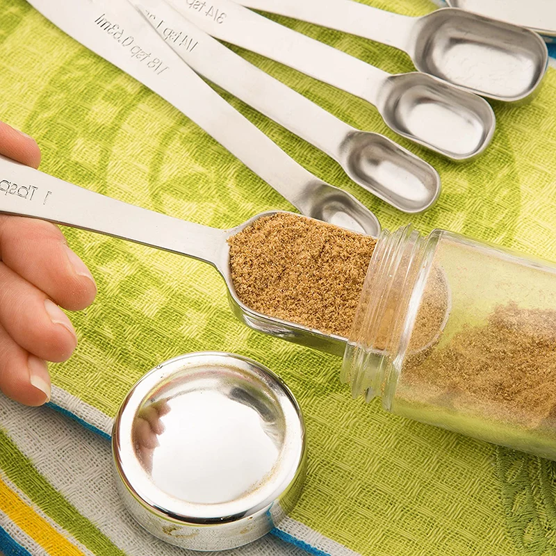 6 pcs/set Measuring Spoons Stainless Steel Seasoning Coffee Tea Measuring Spoons With Scale Bakery Tool Kitchen Supplies