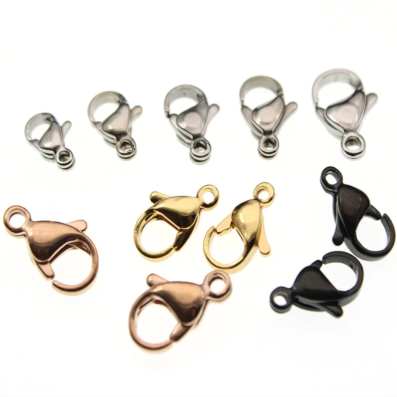 

20pcs Gun black Rose Gold Stainless Steel Lobster Clasps Hooks End Bracelet Connectors Clasps For DIY Necklace Jewelry Making