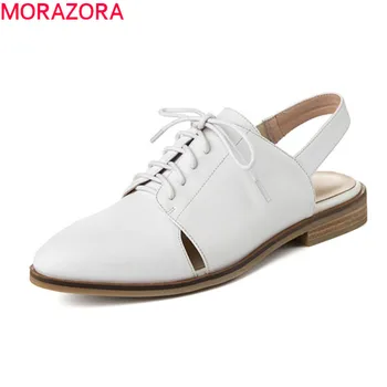 

MORAZORA Women flats 2020 new arrival flat heel casual shoes genuine leather comfortable flats single shoes large size 33-43
