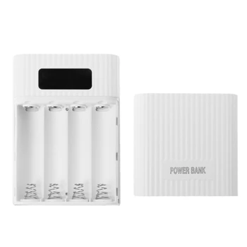 アンチリバース18650バッテリーdiy電源銀行ボックスlcdディスプレイデュアルusb充電器ライト