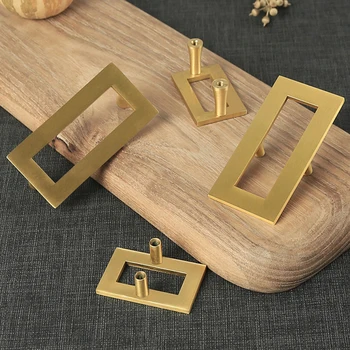 

Gold Brass Cabinet Door Knobs and Handles Vintage Style Furnitures Cupboard Wardrobe Square Drawer Pull Handles