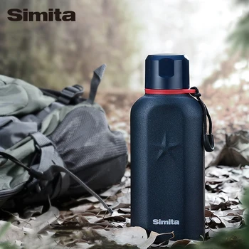 

Simita Army Green Insulated Stainless Steel Vacuum Flask Tumbler Outdoor Mesh Bag Portable Star Pattern Water Bottle Camping