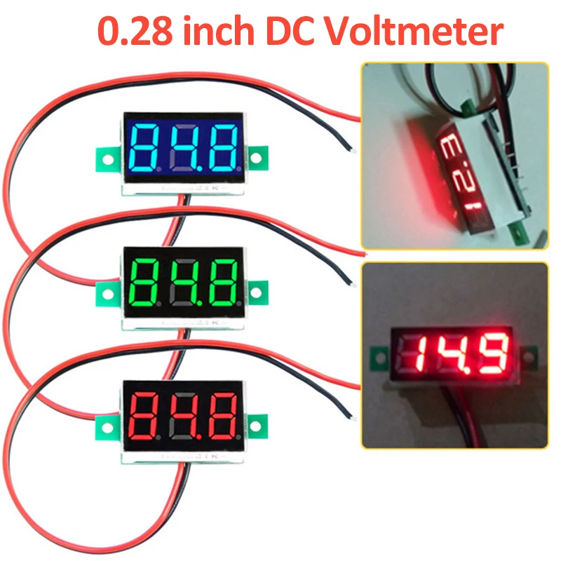 

0.28 inch Digital Display DC Voltmeter 2.5-30V Adjustable 2 Wires Car Mobile Power Voltage Tester Red Green Blue Voltage Meter