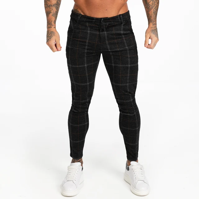 stretchy plaid pants