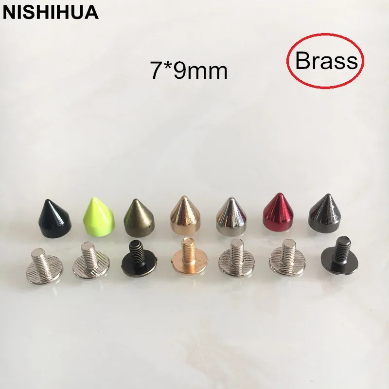 100 Set Bullet Rivet Spike Stud,7x9mm Screw In Diy Metal Rivet,brass Rivet Stud,punk Rock