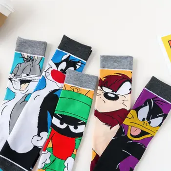 

Cartoon Rabbit Sock Casual Hip Hop Creative Adult socks Funny Novelty Black Yellow Women‘s Cotton Calcetines Hombre Divertido