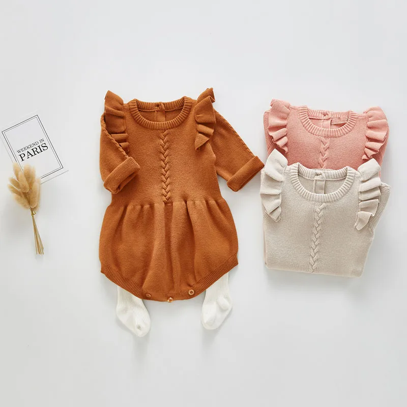 MILANCEL боди для малышей; вязаная детская одежда с длинными рукавами и расклешенными рукавами