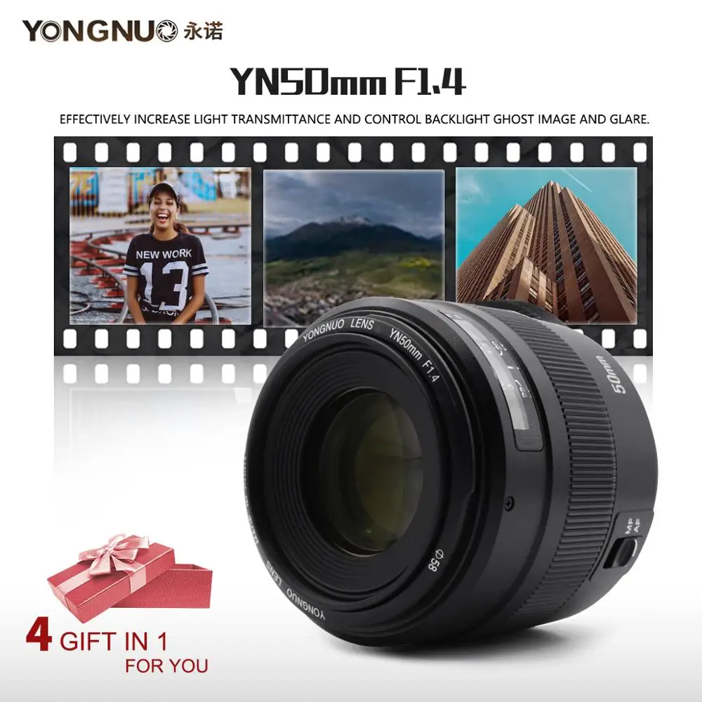 YONGNUO оригинальный YN50mm F1.4 объектив с большой апертурой и автофокусом для Canon EOS 70D 5D2