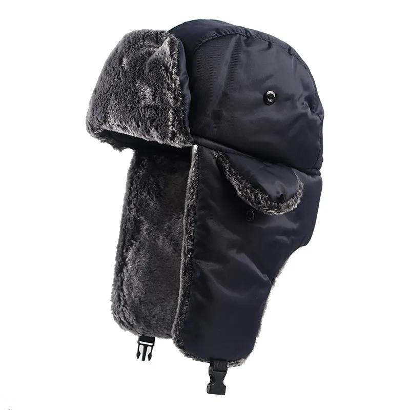 Men's Winter Hat Ushanka Russia 2021 Thermal Bomber Hats Men Women Fashion Earflap Ski Cap Thick Faux Fur Trapper Hat Snow Caps mens fur bomber hat