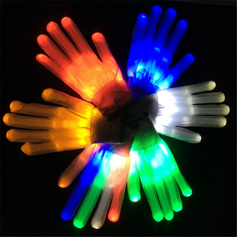 Хэллоуин СВЕТОДИОДНЫЙ светящиеся перчатки флэш-пальцы светящиеся перчатки кончики пальцев для взрослых детей светящиеся перчатки Рождественские вечерние карнавальные перчатки со светодиодами